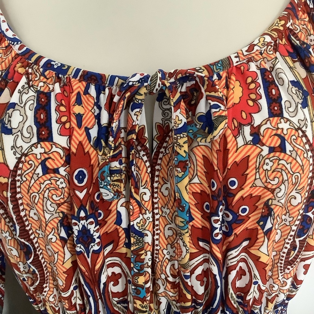 NWT Boston Proper Vibrant Paisley Dress Size 4 Long Bell Sleeves Bohemian - Picture 3 of 9